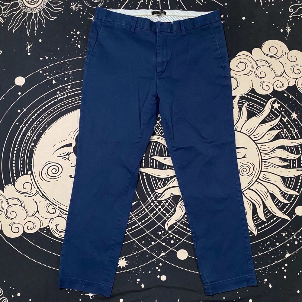 Banana Republic Fulton Chino Pant Mens 35x27 Blue Cotton Preppy Academia Stretch
